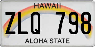 HI license plate ZLQ798