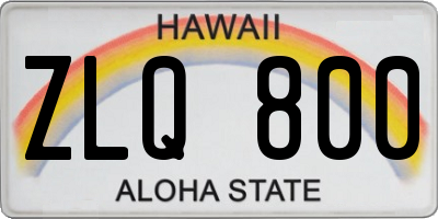 HI license plate ZLQ800