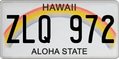 HI license plate ZLQ972