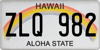 HI license plate ZLQ982