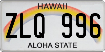 HI license plate ZLQ996