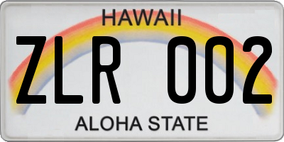 HI license plate ZLR002