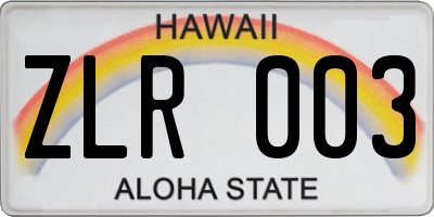 HI license plate ZLR003