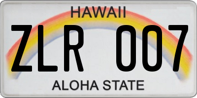 HI license plate ZLR007