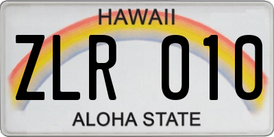 HI license plate ZLR010