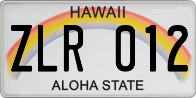 HI license plate ZLR012