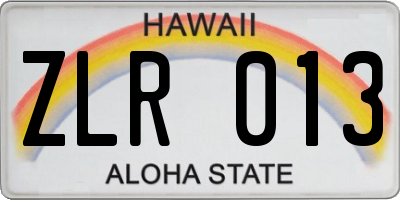 HI license plate ZLR013