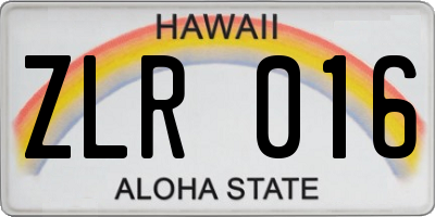 HI license plate ZLR016
