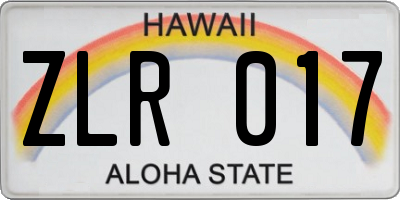 HI license plate ZLR017