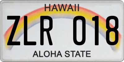 HI license plate ZLR018