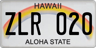 HI license plate ZLR020