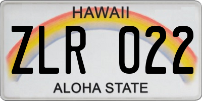 HI license plate ZLR022