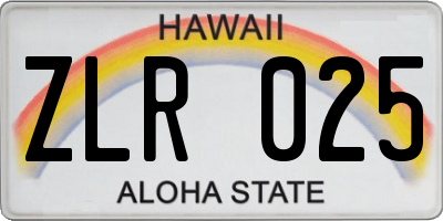 HI license plate ZLR025