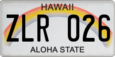 HI license plate ZLR026
