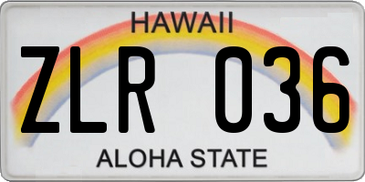 HI license plate ZLR036