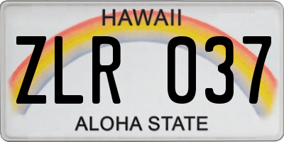 HI license plate ZLR037