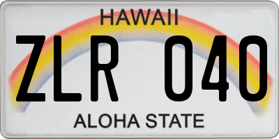 HI license plate ZLR040
