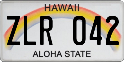 HI license plate ZLR042
