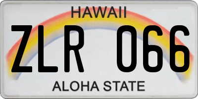 HI license plate ZLR066