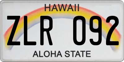 HI license plate ZLR092