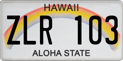 HI license plate ZLR103