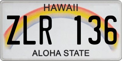 HI license plate ZLR136