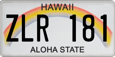 HI license plate ZLR181