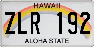 HI license plate ZLR192