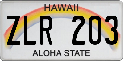 HI license plate ZLR203