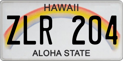 HI license plate ZLR204