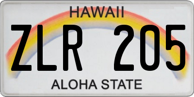 HI license plate ZLR205