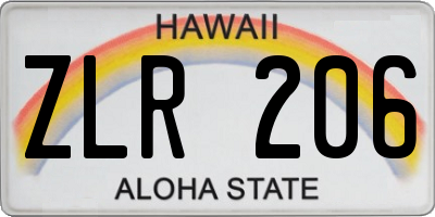 HI license plate ZLR206