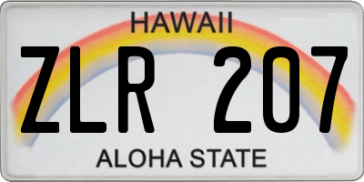 HI license plate ZLR207