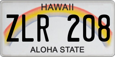 HI license plate ZLR208