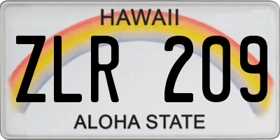 HI license plate ZLR209