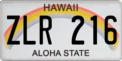 HI license plate ZLR216