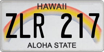 HI license plate ZLR217