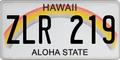 HI license plate ZLR219