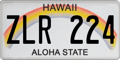 HI license plate ZLR224