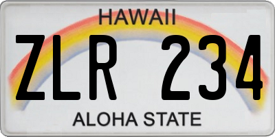 HI license plate ZLR234