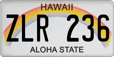 HI license plate ZLR236