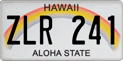 HI license plate ZLR241