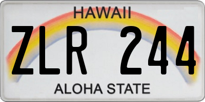 HI license plate ZLR244