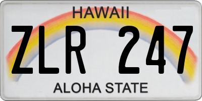 HI license plate ZLR247