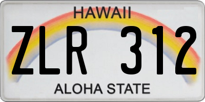 HI license plate ZLR312