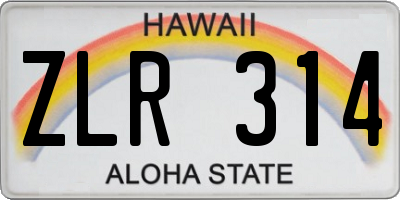 HI license plate ZLR314