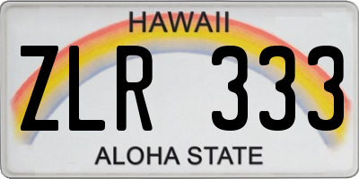 HI license plate ZLR333
