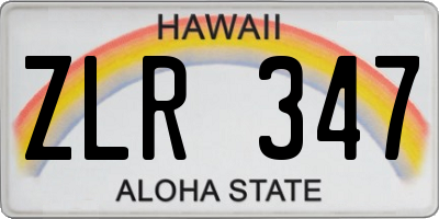 HI license plate ZLR347