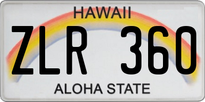 HI license plate ZLR360