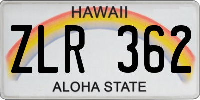 HI license plate ZLR362